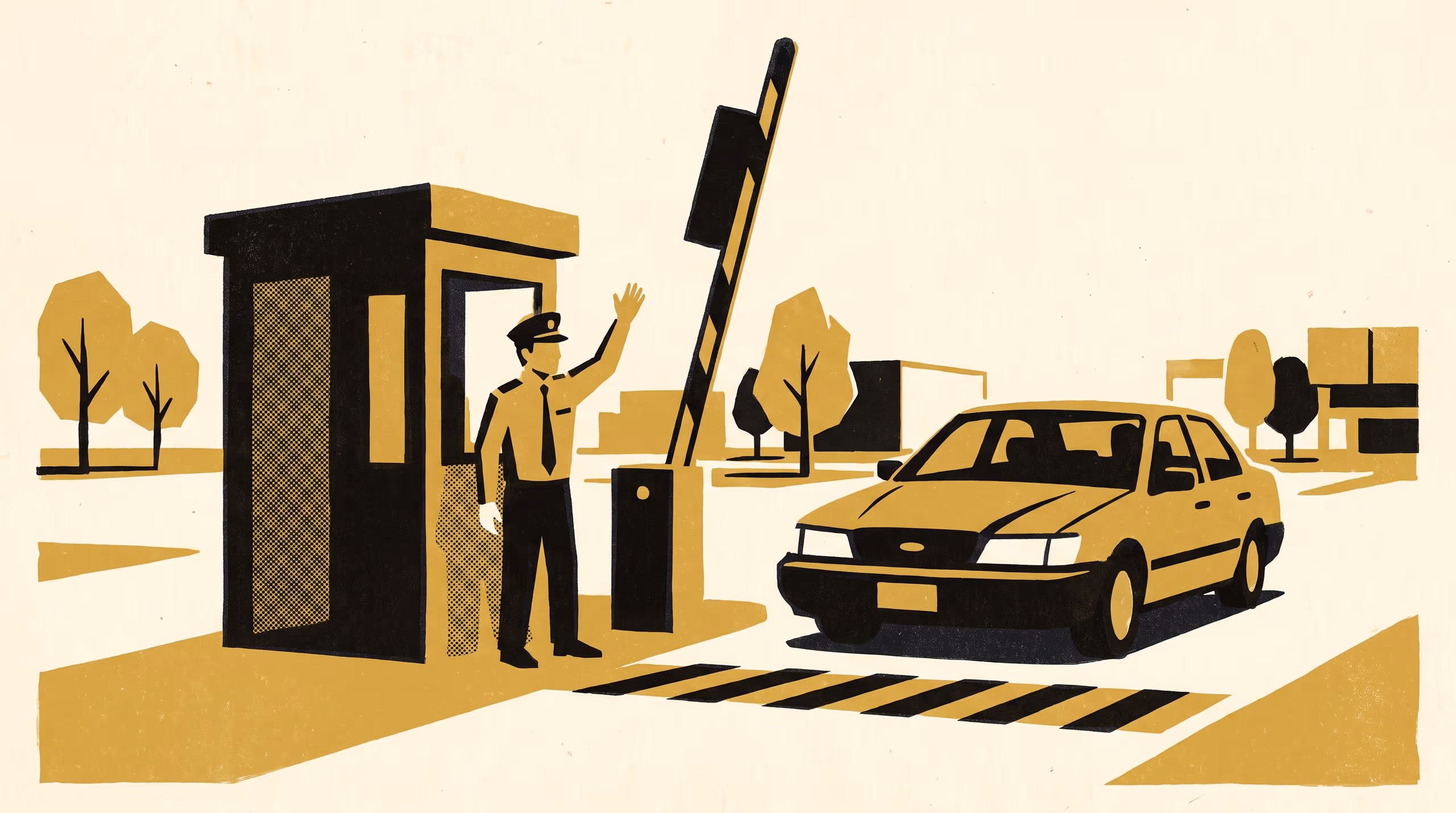 Illustration for "Just Go": The Boom-Gate Attendant's Wave and the Exit Pause