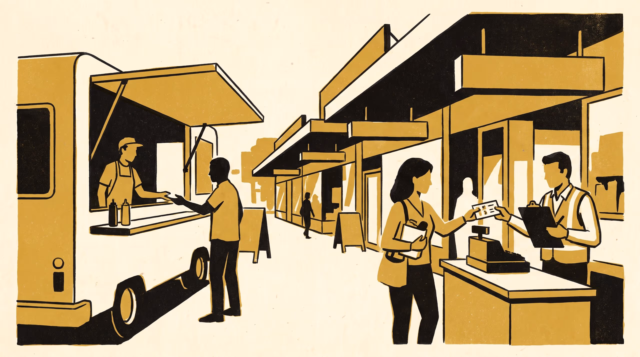 Illustration for Warm at the Register, Cold on the Premium: A Population Survey of Customer-Rated Cordiality Across Strip-Mall Traders and Food Trucks, and the Insurance-Excess Bands It Now Sets