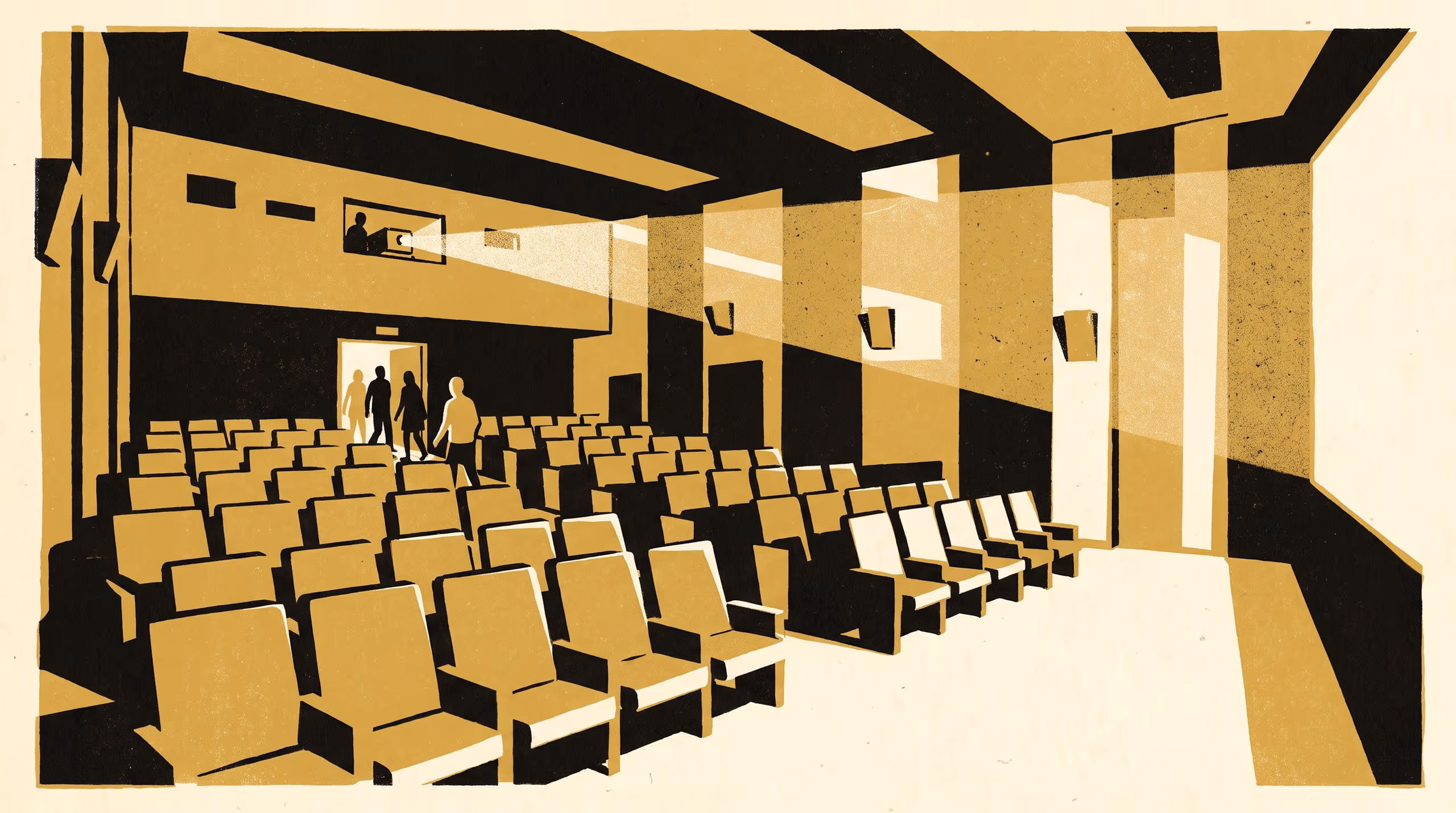 Illustration for The projectionist's interrupt starts the short eleven minutes after the advertised feature: A house-lights controller for community film-society screenings, adopted as the University's seminar-slot stop
