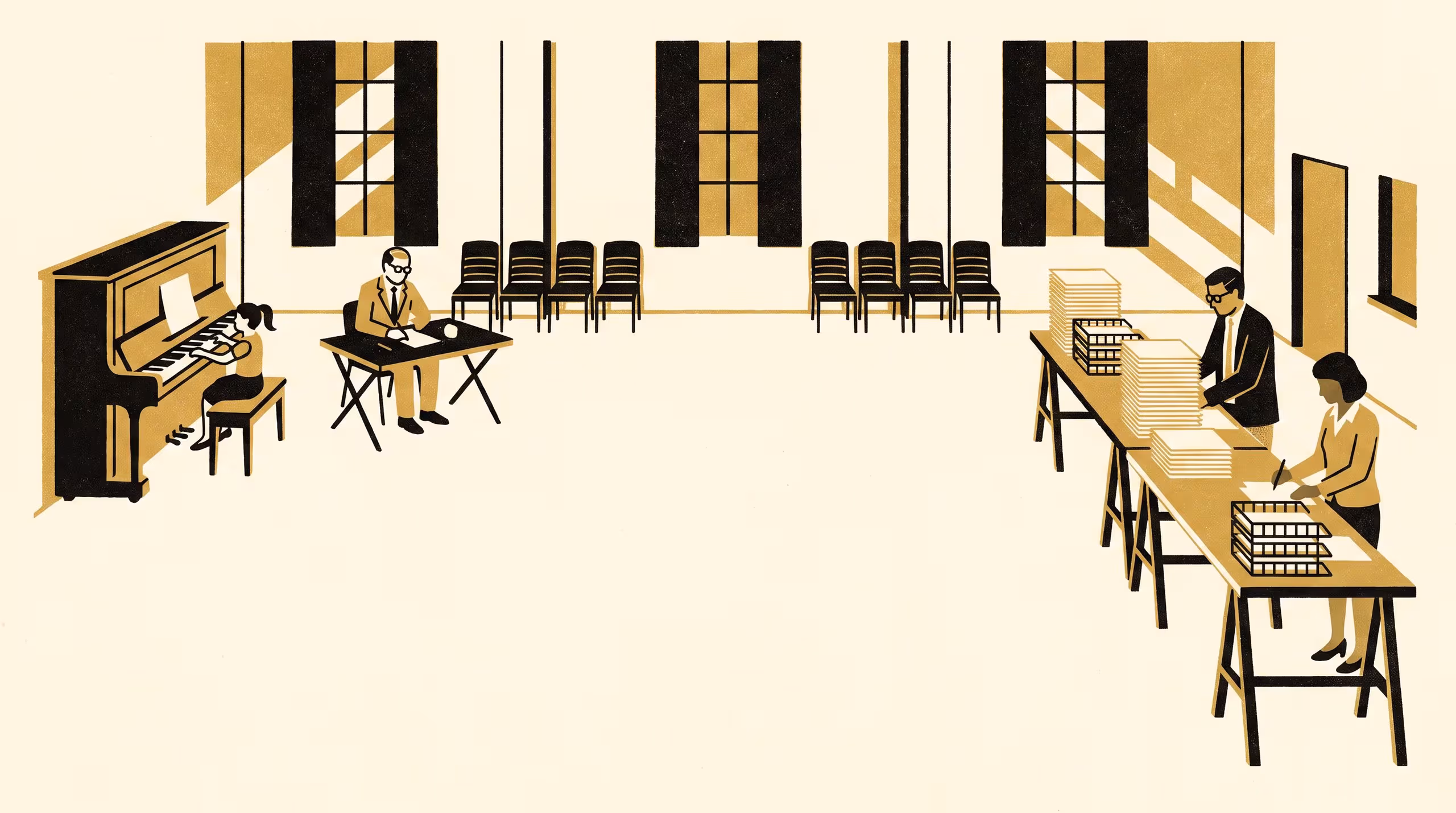 Illustration for Twelve Minutes Played, Four Hours Recorded: A Work-Sampling Study of the Person-Time One Graded Music Examination Consumes at Fourteen Community Venues