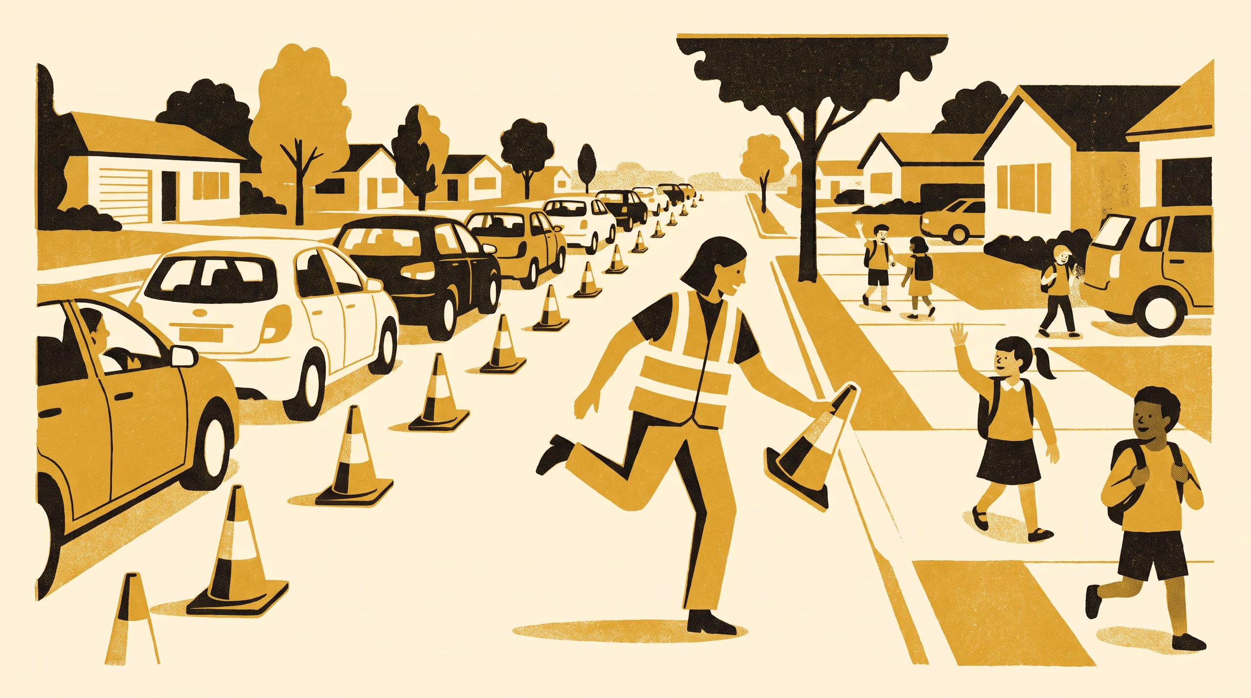Illustration for Does the volunteer coordinator still know a channel from a claim?: A four-kind taxonomy of witches'-hat kerbs, adopted as the marshal-hours rule