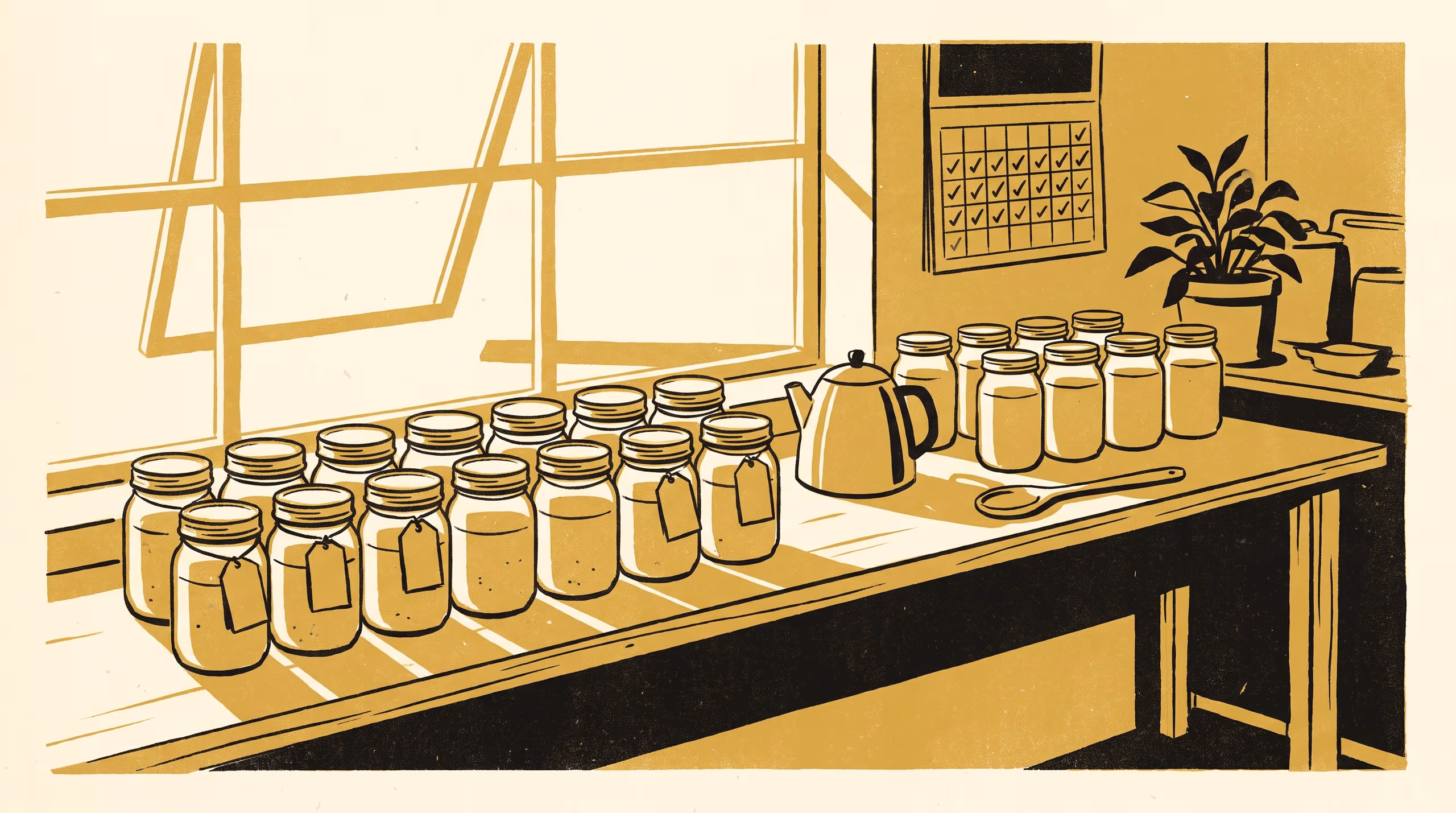 Illustration for Bubbling on the Bench, Christened or Not: A Pre-Registered Two-Arm Trial of Starter Naming and Weekly Feeding Adherence in 96 Households over 26 Weeks