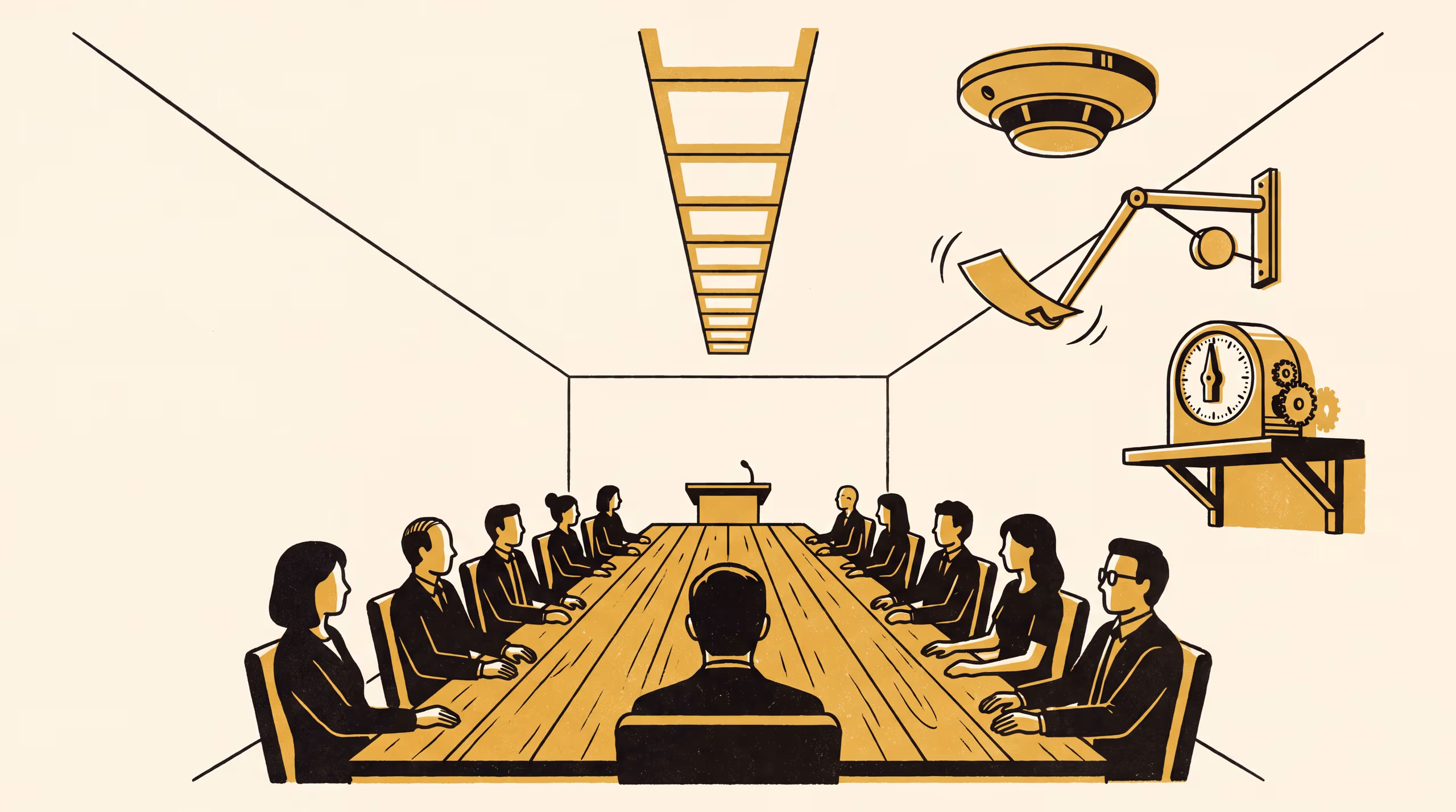Illustration for A Paper Arm Keeps the Lights On Through a Seated Meeting: Build and field test of a timer-driven waver beside the ceiling occupancy sensor