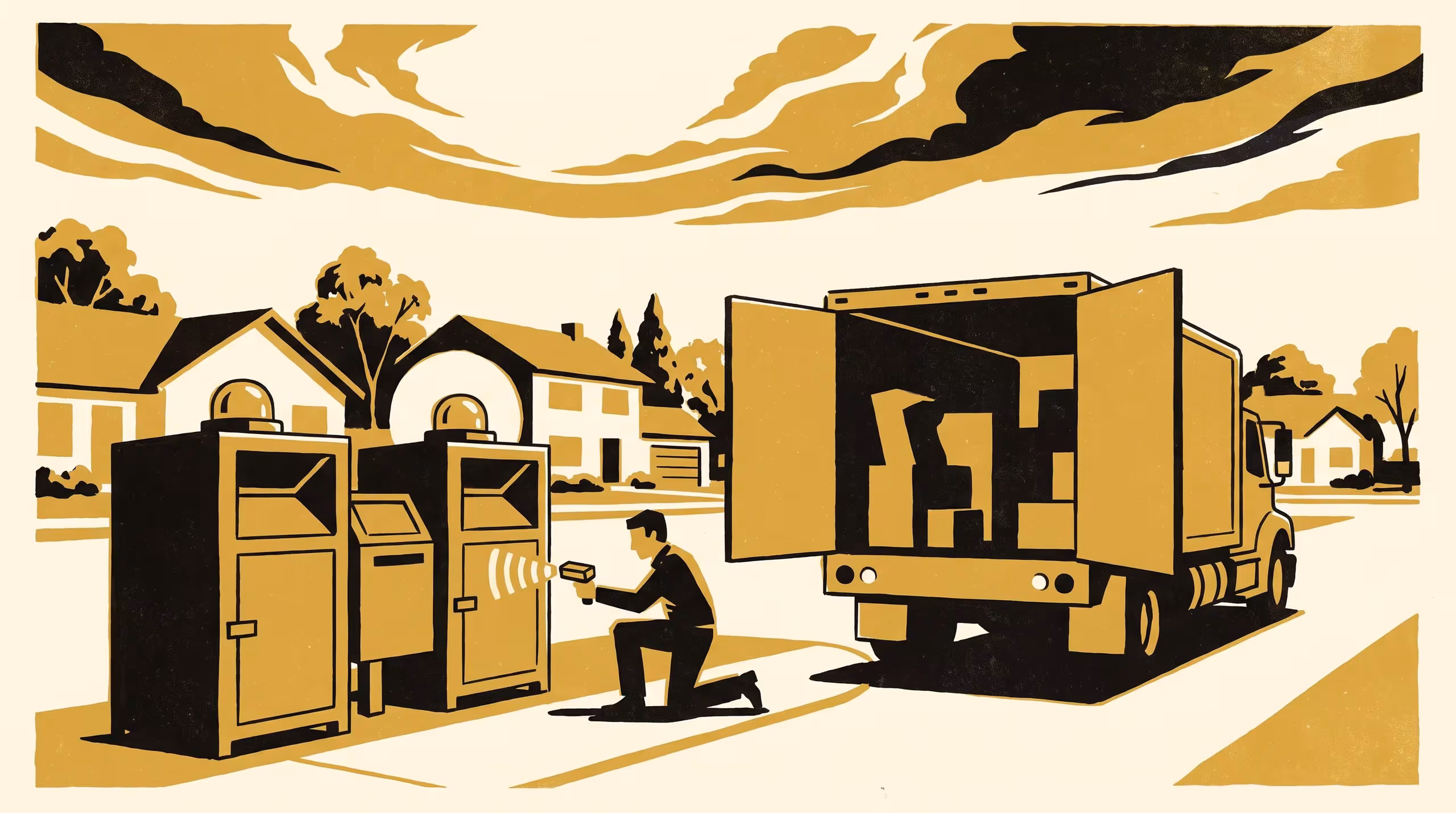 Illustration for Reads Full, Sells Little: A Staggered Fill-Sensor Rollout Across a Charity Clothing-Bin Network, Against What Each Route Resells