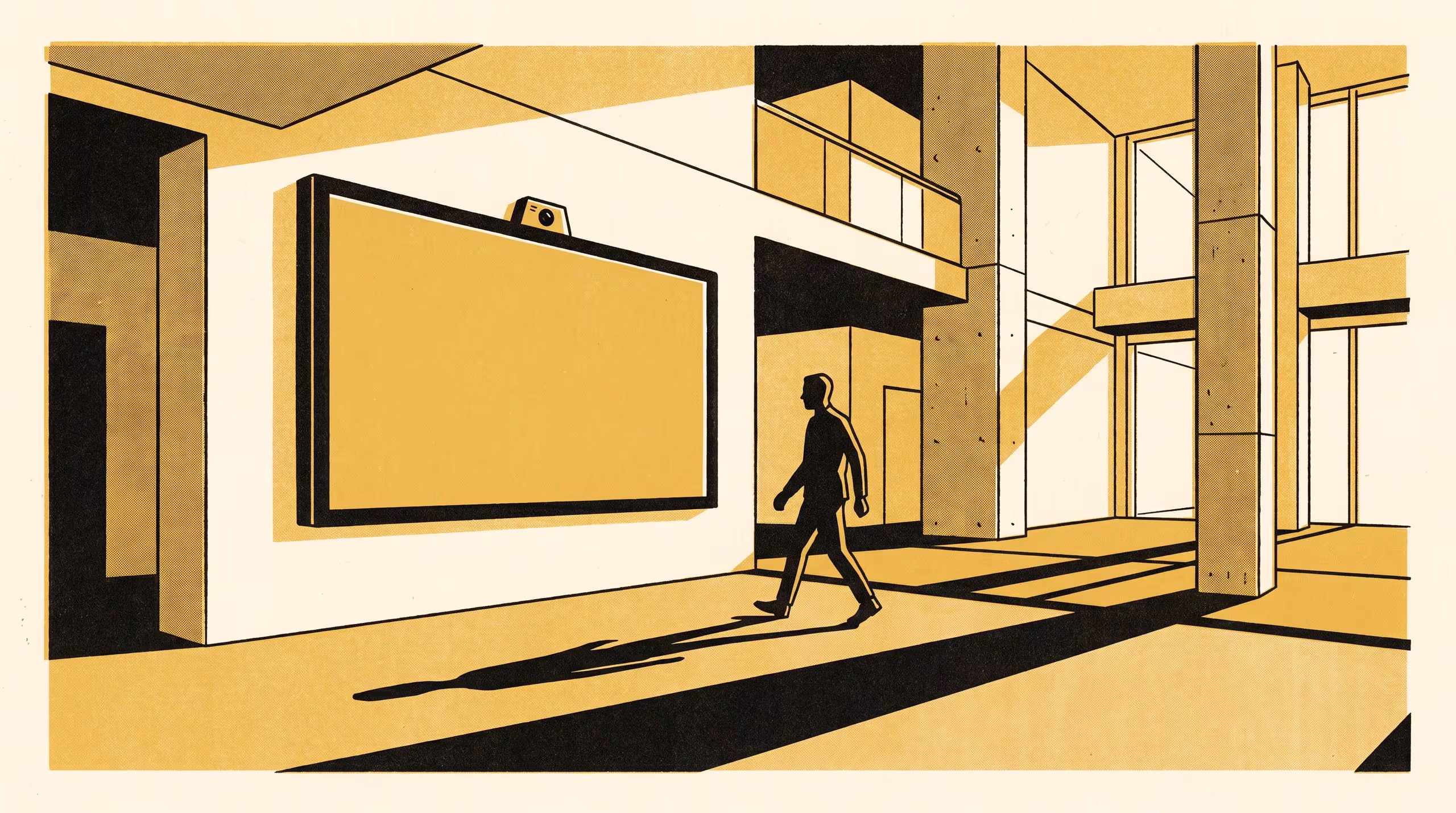 Illustration for Slower Isn't Seen: A Lobby Signage Screen's Dwell-Time Sensor, Tested Against What Passersby Actually Recall