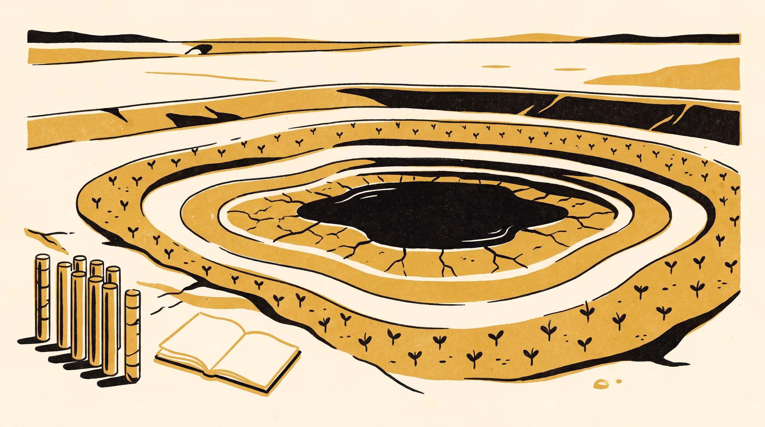 Illustration for What the Mud Remembers: The soil seed bank down the drawdown slope of a receding farm dam