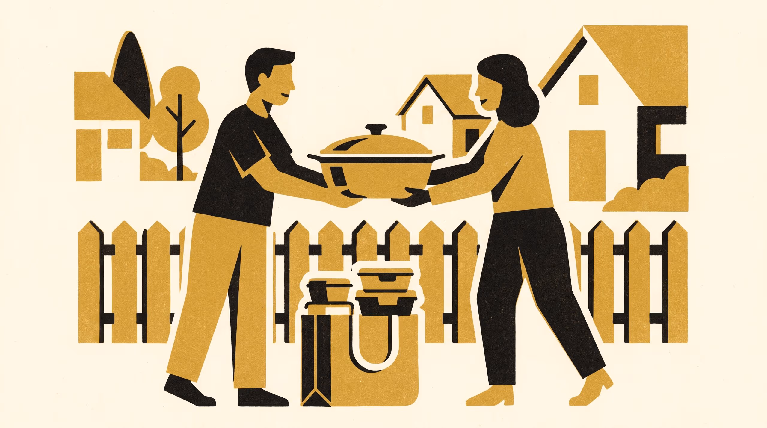 Illustration for Whose Dish Is This?: A twelve-month serialised custody study of the bring-a-plate container circuit across three suburbs