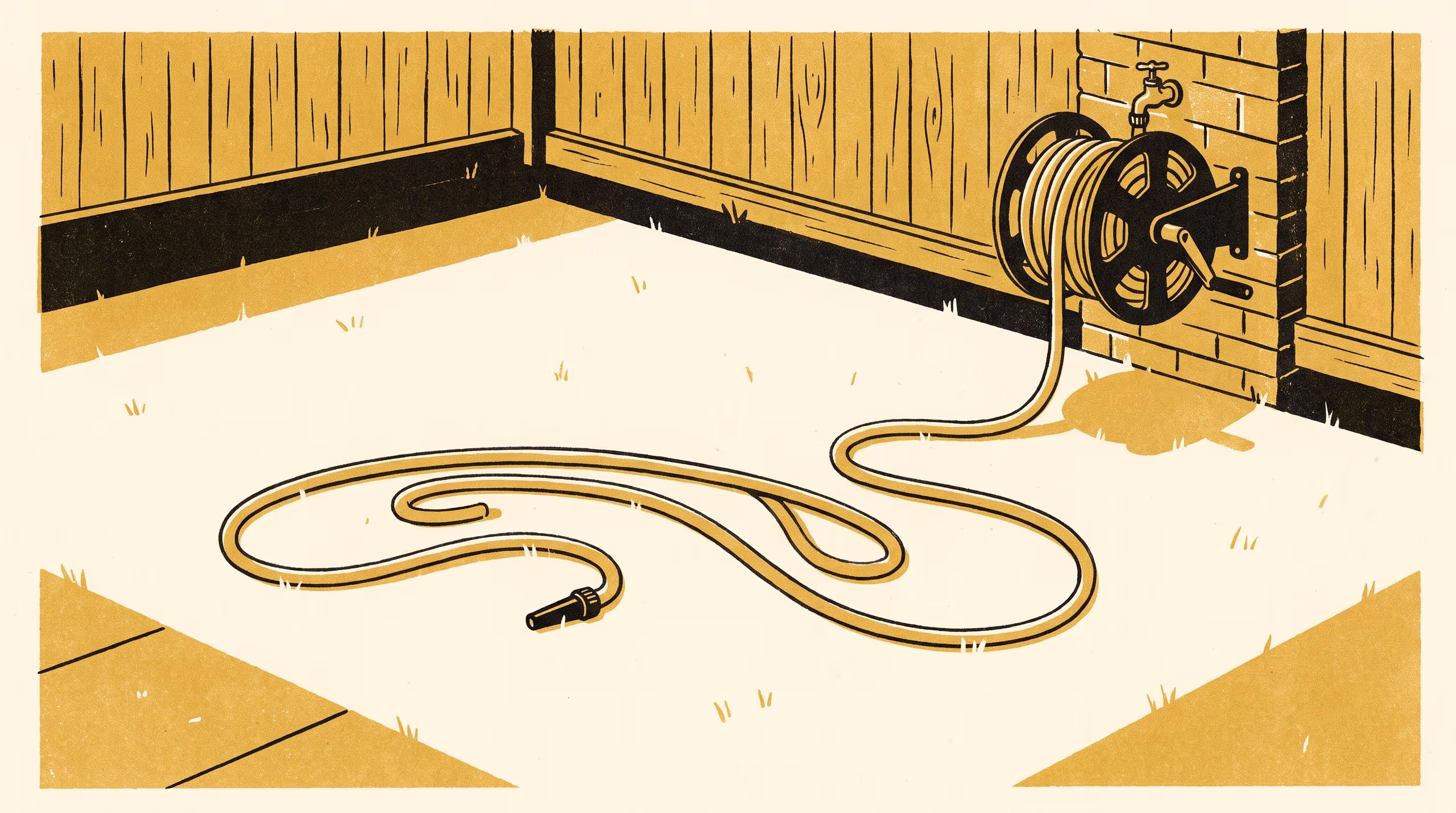 Illustration for Uncoiled Is Watered: The 2026-2031 Strategic Plan Treats Eighteen Metres of Garden Hose as the Watering Event, and a Coiled Dry Garden as the Variance It Will Close