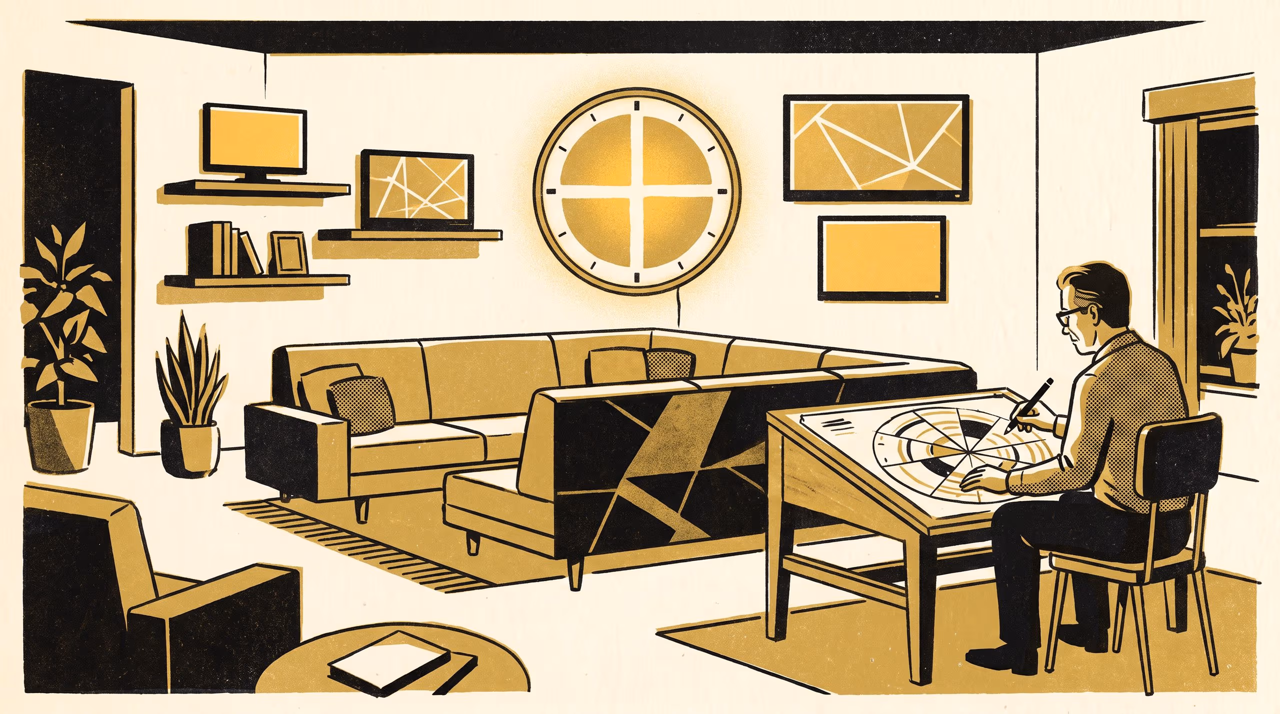 Illustration for TURNS: Titled-Use Rota for Nightly Streams, a 2026-2031 Strategic Plan That Books Every Household Screen a Day Ahead, Declines the Fifth Concurrent Stream, and Closes Each Session at the Credit Roll