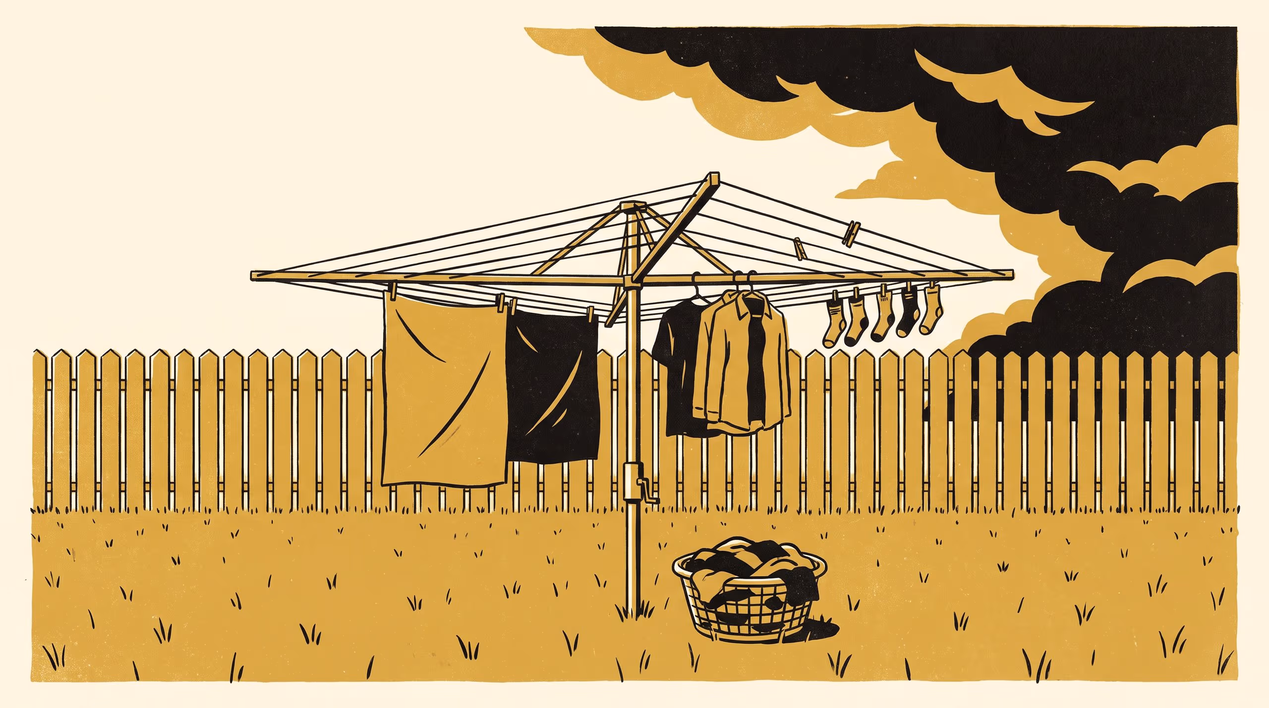 Illustration for A Good Drying Day: Forecast, need and retrieval on the suburban washing line